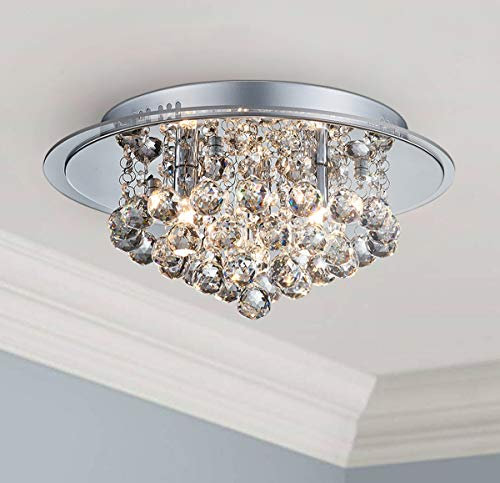 Lustre Suspension Saint Mossi pour Salon Design Classique et Moderne en Cristal K9, Finition Chromée et Dorée, Diamètre 37,5 cm [Classe d'Efficienza] [Classe d'efficienza energetica A]