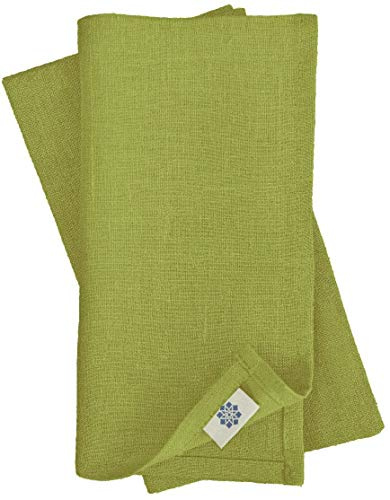 Linen & Cotton Tovaglioli di Stoffa Colorati Hygge Set di 4-100% Lino, Verde (32 x 32 cm) Tovaglioli da Tavola per Cucina Tavolo da Pranzo Tovaglioli Natalizi per Feste Ristorante Tessuto