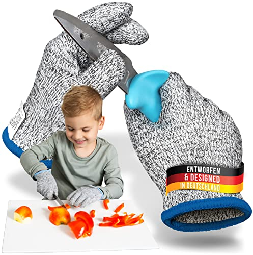 LauterSchutz® PREMIUM Schnittschutz Handschuhe - Kinder & Erwachsenen Größen - Kreuzfaser-PE-Stoff - hoher Komfort & dehnbares Material - SCHNITTSCHUTZ KLASSE C (Größe XS (6-8 Jährige)