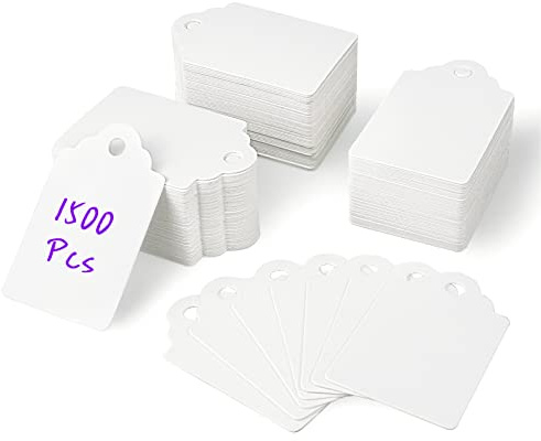1500 Pieces Unstrung White Price Tags, Writable Marking Tags, Merchandise Jewelry Tags for Sale (1.75 x 1.1 Inch)