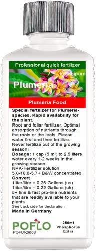 POFLO Plumeria Frangipani Food - Liquid Fertilizer HighTech NPK +P, Root, Soil, Foliar, Fertiliser - Professional Plant Food (250ml)