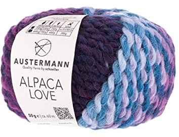 Alpacka Love – alpacka ullblandning med färggradient – löplängd ca. 60 m per 50 g ullnystan färg 04 – plommon