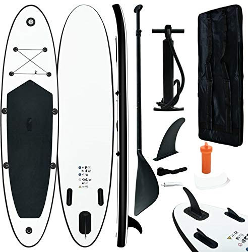 Sufrk Inflatable Stand Up Paddle Board Set, Black and White, Stand Up Paddling Board with Seat
