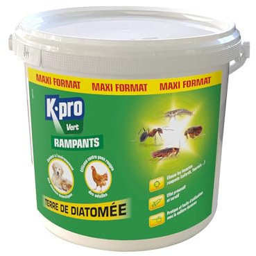K.PRO Terre de Diatomée Insecticide Maxi Format 1kg – Élimine les Insectes Rampants (Fourmis, Cafards, Punaises, Puces) – Usage Domestique Intérieur/Extérieur - Formule Homologuée