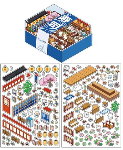 Miniatyr scen klistermärken, klistermärken scener för vuxna | Söt scen gör klistermärken | Planners Decor, Art Craft för avkoppling, Scrapbook-klistermärken för vuxna och barn