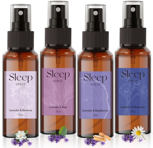 SCENTORINI Sleep Lavender Pillow Spray, Room Spray, Sleep Pillow Mist, 4 Relaxing Arom Aromatherapy, Bedtime Mist Gift Set for Women, Men - Total 300 ml