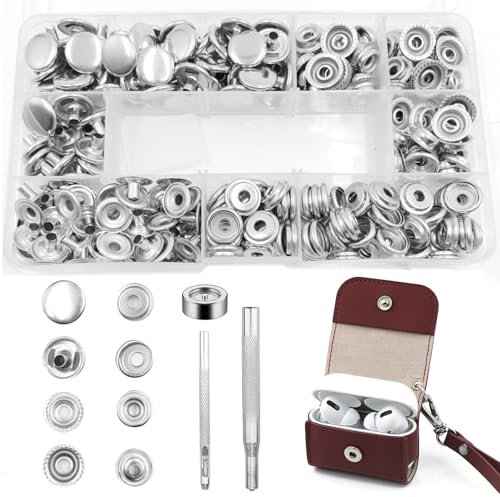 300 Stück Druckknopf Set, 15mm Druckknöpfe Metall mit Fixierwerkzeug Snap Fastener Kleidung Snaps Taste für Leder DIY Craft Brieftasche Handtasche