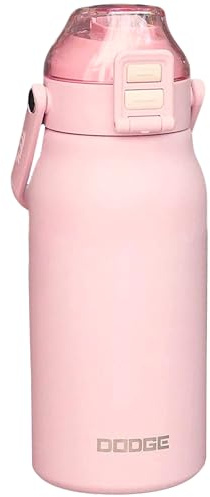 Insulated Water Bottle 1.7L, 316 Insulated Thermal Bottle, Dual-use Lid Stainless Steel Water Bottle with Handle, Thermal Large Flask Leakproof Keep Cold Drinks Bottles for Sports Gym Women Men(Pink)