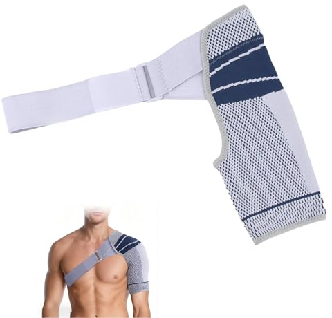 Fascia per spalle regolabile, supporto per spalla, sollievo dal disagio dopo l'allenamento, stabilità per le spalle, per uomo e donna, adatta a spalla sinistra o destra, S/M
