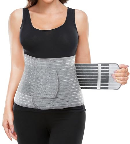 LAFUYSO Postpartum Belly Band & Abdominal Binder - Adjustable Waist & Pelvis Support for Back Pain, Hernia & C-Section Recovery - 9.5 Bamboo Charcoal Compression Wrap