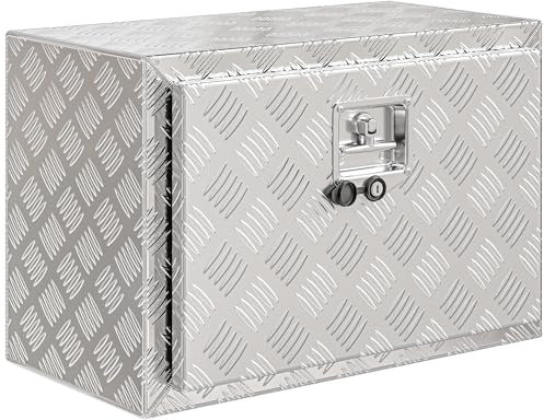 HOMCOM Cassetta degli Attrezzi in Alluminio con Serratura 2 Chiavi, Cassa Box Portautensili 76L, Resistente e Impermeabile, Scatola Portaoggetti per Pick-Up Camper Rimorchi, 60.9x35.5x40.6cm, Argento