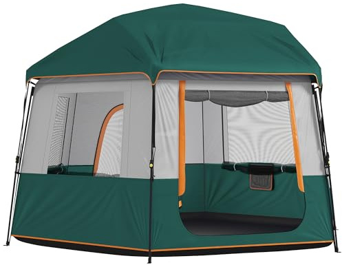 Outsunny Tente Montage Facile 4-6 pers. 3000mm imperméable UV30+ Vert