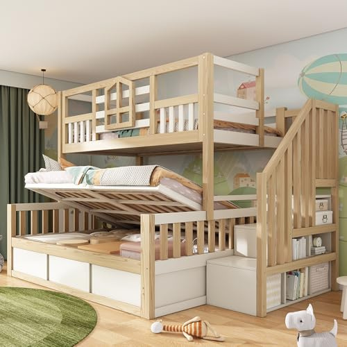 Sapgaks Lit superposé Enfant 90/140x200 avec fenêtre,barrière de sécurité, échelle Droite,Espace de Rangement hydraulique,lit cabane Enfants,Cadre de lit Enfant 90/140x200 (G-Blanc+Chêne 90+140)