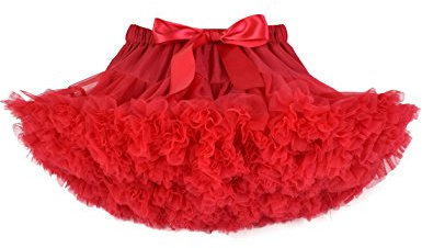 Baby Girls Tutu Skirt Princess Fluffy Soft Chiffon Ballet Birthday Party Pettiskirt Red L