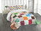 ABAKUHAUS Retro Tagesdecke Set, Patchwork Retro Style, Set mit Kissenbezügen Moderne Designs, für Doppelbetten 264 x 220 cm, Beige Mehrfarbig