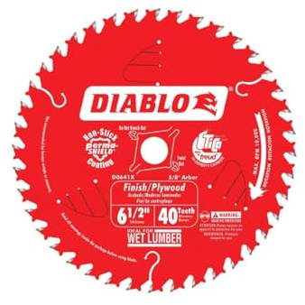 Diablo Freud Tico Finish BLD 6.5 40T | High-Performance Smooth Finish Crosscuts for Wood Cutting, 15 Hook Angle, 10000 Max RPM, TiCo Carbide - D0641A