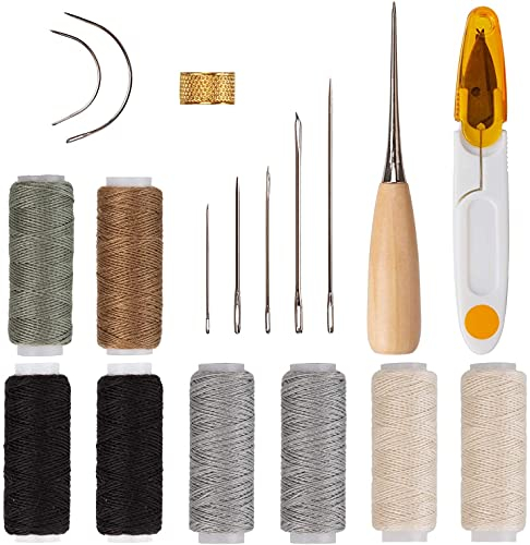 AIEX 18 Pieces Leather Sewing Needles Tool for Leather Repair for Upholstery Leather, Carpets, Canvas, Sewing Accessories