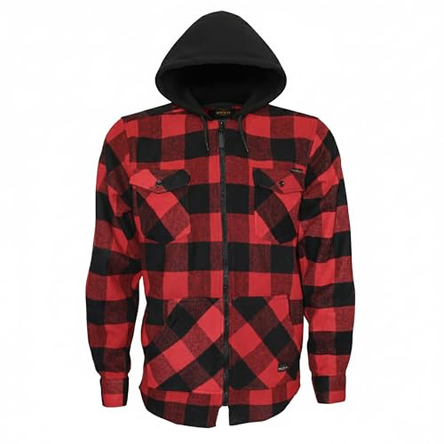 ROCK-IT Apparel® Chemise à Carreaux en Flanelle à Manches Longues pour Hommes avec Capuche Chemise de bûcheron Chemise à Carreaux qualité supérieure Chemise décontractée Chemise S-5XL Noir/Rouge 3XL