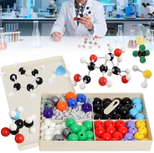 Modele Moleculaire 240Pcs, Kit Molécules Chimie Organique avec Atome Liens et Guide D'instruction pour Les Enseignants et Scientifiques par Poweka