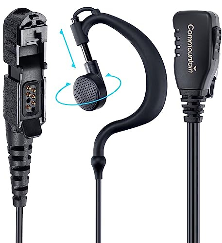 commountain XPR 3500e XPR 3300e Earpiece with Mic Compatible for Motorola Radios XPR3300e XPR3500e XPR3300 XPR3500, G Shape Headset with PTT Microphone, Fit Left or Right Ear