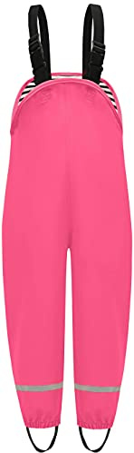 DAFENP Pantalon de Pluie Enfant Imperméable Coupe-Vent Salopette Pluie Sale Preuve Pantalon de Boue avec Doublure Textile pour Garcon Fille YK1335H-Pink-116
