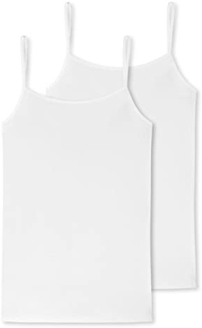 Schiesser Damen Spaghetti-Top | Organic Cotton | 2er Pack | 174388 (48, weiß)