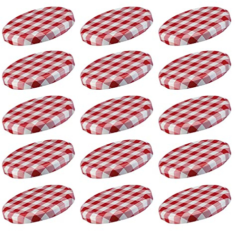 Westmark Tapas de rosca para tarros de conservas, redondas, diámetro de 66 mm, 15 unidades, color rojo y blanco, 409622E3