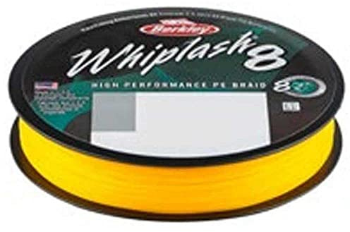 Berkley Whiplash8, Línea de Pesca, Superline, Pesca de Depredadores, Lucio, Perca, Zander, Trucha, Unisex, Amarillo, 0.28mm, 47.1 kg, 104 LB, 295 yd