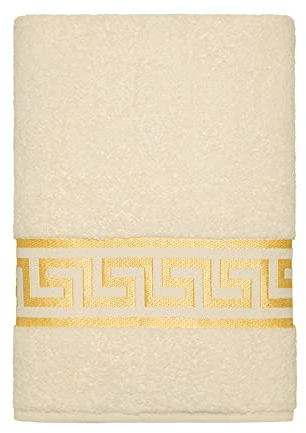 Belle Arti Premium Mäander Handtücher Duschtücher Gästetücher Flauschige Frottee Baumwolle (100 x 150 cm, Beige)