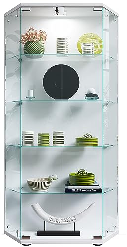 VCM vitrine en Verre Colonne Bois Verre vitrine de Collection vitrine de Verre vitrine Stand vitrine Cenila L Blanc