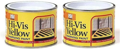 YSAMAX 2x 151 Coatings Good-Visibility Yellow Paint, Hi-Vis Yellow Warning Paint, Good-Build Paint Tin for Road, Pedestrian Markings, Glossy-Finish, (Pack of 2, 180 ML)