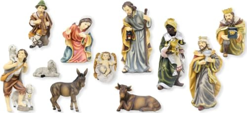 FADEDA 11 x Mathias-krubbfigurer/höjd: 34 cm/handmålad/detaljerade krubbfigurer – julbord, dekoration, krubbtillbehör