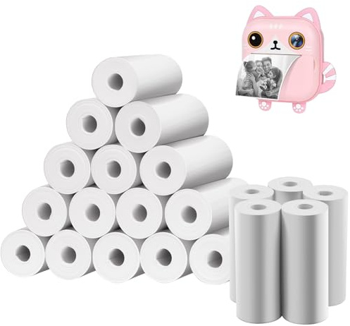Ainiv Barnkamera tryckpapper, 20 rullar tryck termiskt papper | 57 mm x 5 m tryckpapper för kamera, BPA-fritt, slätt papper, inget lim, tillbehör för snabbkamera utan bläck