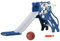 AIYAPLAY Kids Slide 3 in 1 Freestanding Toddler Slide with Climber, Basketball Hoop, Basketball, Tiger-Themed for Ages 18-36 Months - Blue