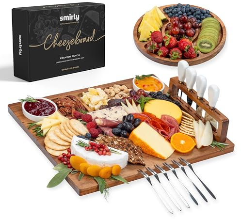 SMIRLY Charcuterie Board Set with Serving Accessories, Large Acacia