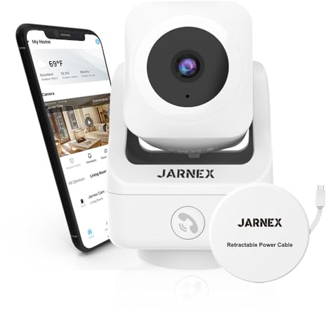 Jarnex 4 MP inomhus pantilt säkerhetskamera, baby/husdjursmonitor, färg nattvy, bluetooth snabblänk, ett knappsamtal, rörelsedetektion, lokal/molnförvaring, fungerar med Alexa och Google Home (1)