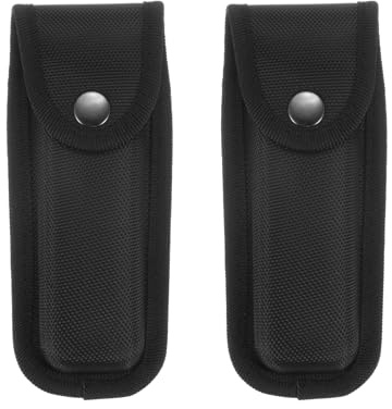 sourcing map 2pcs Nylon Pocket Knife Sheath 6.5 x 2.8 Horizontal Vertical Carry Belt Loop Multi-Tool Pouch Folding Knife Belt Sheath with Snap Closure for Outdoor Activities, Black