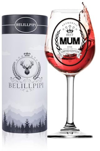 Belillpipi Cadeau d'anniversaire pour maman, verre à vin avec gravure Best Mum, cadeaux personnalisés pour maman pour la fête des mères ou Noël, cadeaux amusants, convient comme verres à vin rouge,