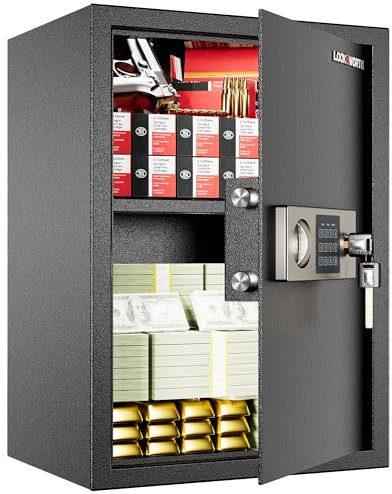 Locksworth Safe for Home, 1.9 Cubic Feet Safety Box for Money, Jewelry, Documents and Guns, Security Safe for Office, Hotel, 13.8W x 12.2D x 19.7H