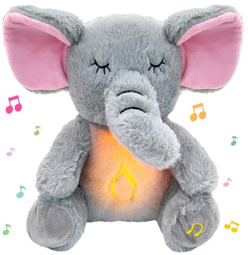 TOPJOWGA Peluche Musicale, Peluche Interactive pour Bébé, Veilleuse Peluche Douce et Apaisante Qui Respire et s'allume, Cadeau Parfait pour Filles et Garçons