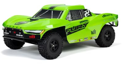 ARRMA Fury MEGA 550 2WD, fjärrstyrd bil, RC bil 1/10, kort course lastbil, över 30 km/h, uppgraderingsbar, inklusive tillbehör, grön, ARA3221T1