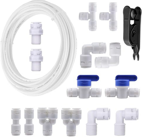 HUAZIZ Manguera de Suministro de Agua Universal de 10 M, Kit de Conector de Manguera de Refrigerador de 3/8 , Tubo de Filtro, Piezas y Accesorios de Refrigerador Europeo/Americano