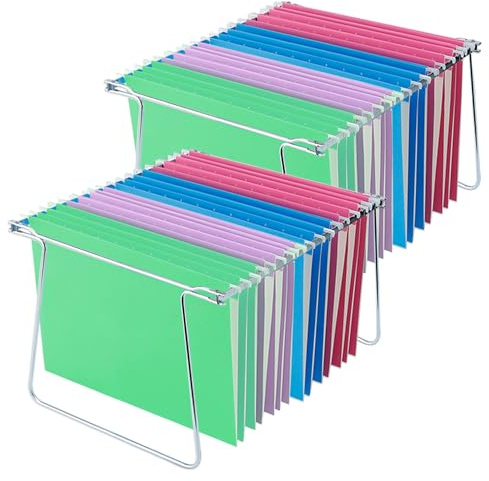 Heavy Duty Steel Hanging File Frame,Letter Size Hanging File Folder Frame,Adjustable Length 11 to 18,2 Packs(Without Folders)