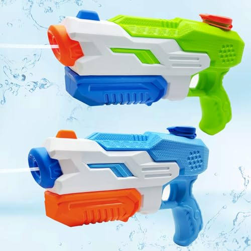 Aischens 2pcs Pistolet à Eau pour Enfants, Pistolet à Eau Puissant 600ML x 2, Longue Portée de 8 Mètres, Jouet d’Eau pour Piscine, Jardin, Fêtes sur la Plage pour Garçons Filles Enfants et Adultes