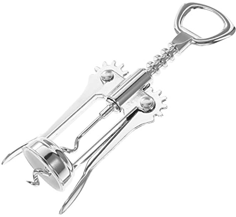 ELAYARD Tire-bouchon à Ailettes En Acier Inoxydable 2-en-1, Ouvre-bouteille Manuel Ergonomique Pour Vin Et Bière, Facile à Utiliser Et Pour Fêtes Et Usage Quotidien