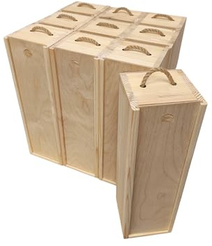 Sonliner Scatola per vini in legno realizzata a mano con coperchio scorrevole – 36x11x10,5 cm – Confezione regalo sostenibile per bottiglie di vino, ideale per matrimoni, compleanni e occasioni