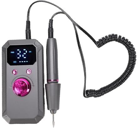 HELEVIA Kit de Máquina de Lima de Taladro de Uñas Eléctrica, Pulidora Inalámbrica Recargable Portátil Profesional, para Salón de Casa Negro