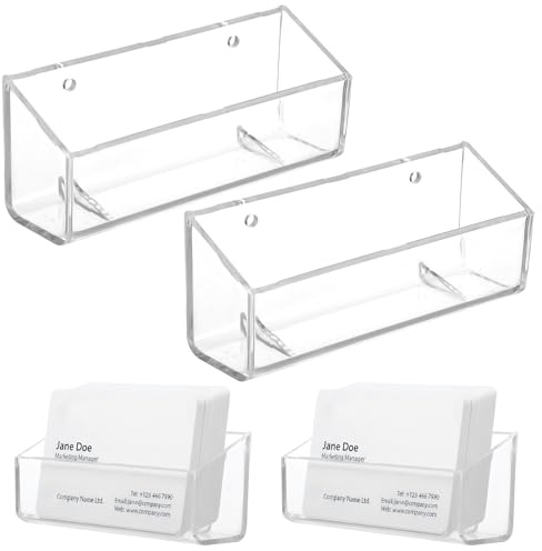 Yolev Lot de 2 supports muraux en acrylique transparent pour cartes de visite à suspendre au bureau, cartes de visite, organiseur de bureau pour la maison ou à placer sur le bureau