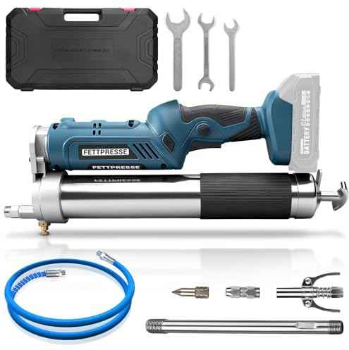 IRONDELIC 2-In-1 Akku Fettpresse Kompatibel mit Makita 18V Akkus, 12000 PSI Bürstenlose Elektrische Fettpresse mit 3 Mundstück und LED-Leuchte für LKWs, Bauernhöfe (Ohne Akku)