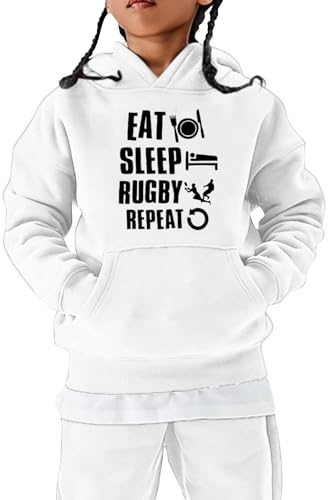 Xiaojiu Boys Hoodies & Sweatshirts - Sweat-Shirt À Capuche pour Passionnés De Rugby Et Football Américain Vêtement Sport Rétro pour Enfants Garçon Et Fille Pull De Rugby